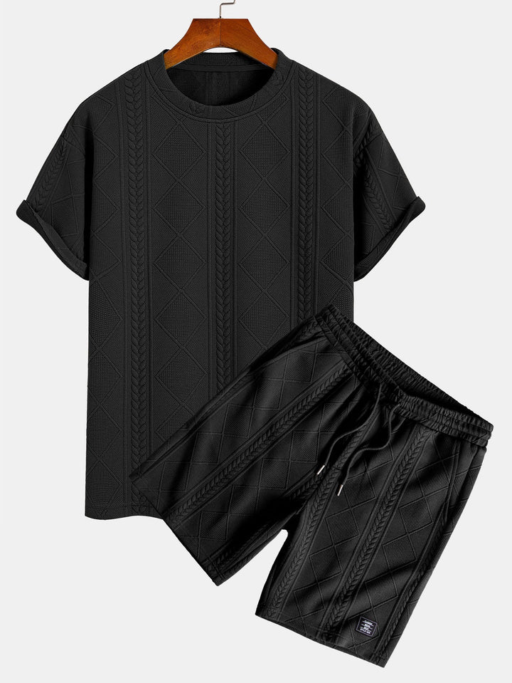 Oversized Geometrisch Jacquard T-Shirt & Shorts
