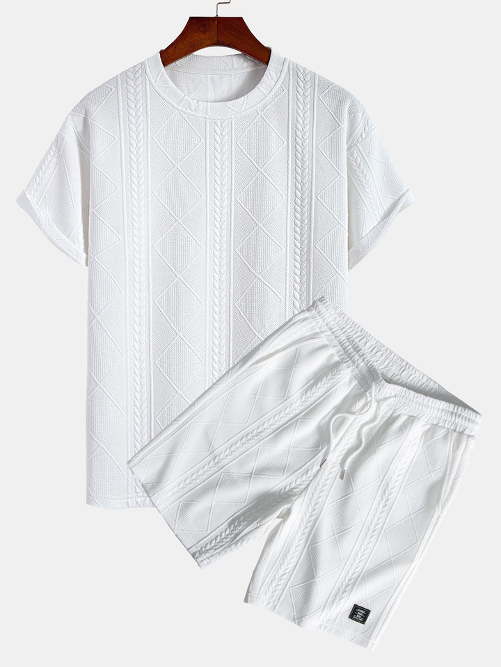 Oversized Geometrisch Jacquard T-Shirt & Shorts