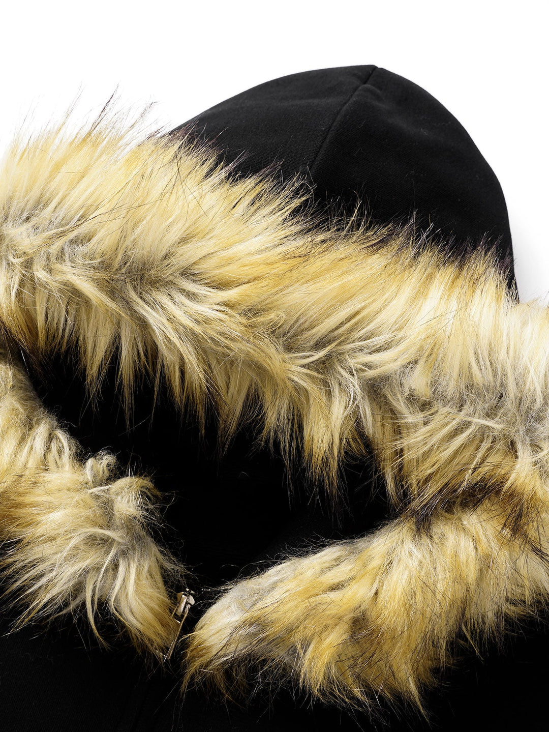 Relaxed faux fur collar zip-up hoodie