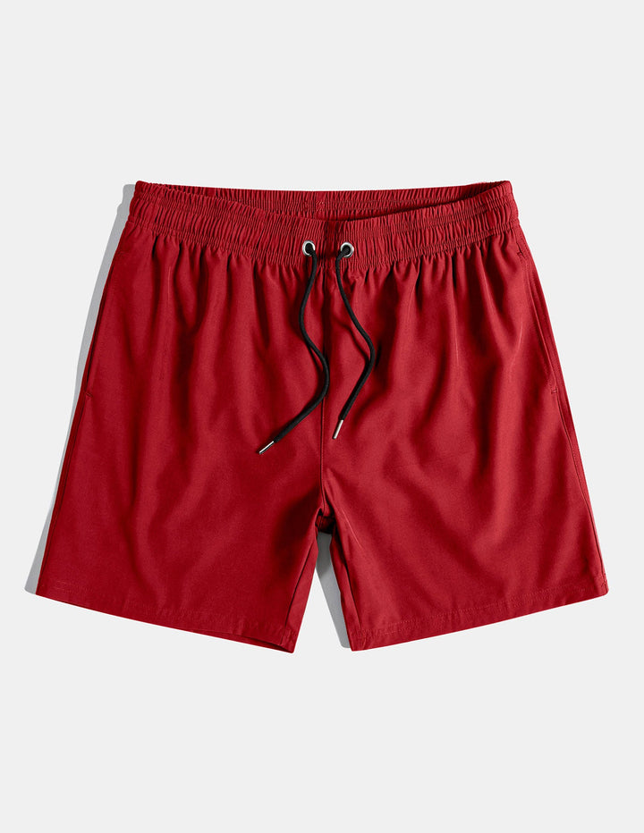 Rode Rozenprint Linnenlook Katoenen Overhemd met Knopen & Zwemshorts