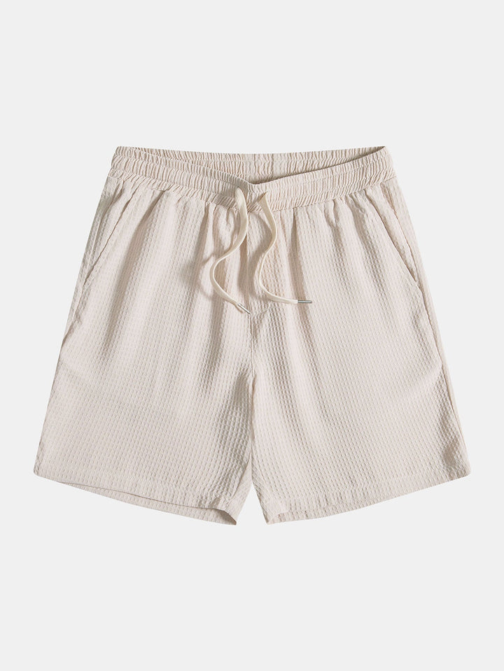 Knitted Waffle Polo Shirt & Waffle Drawstring Shorts