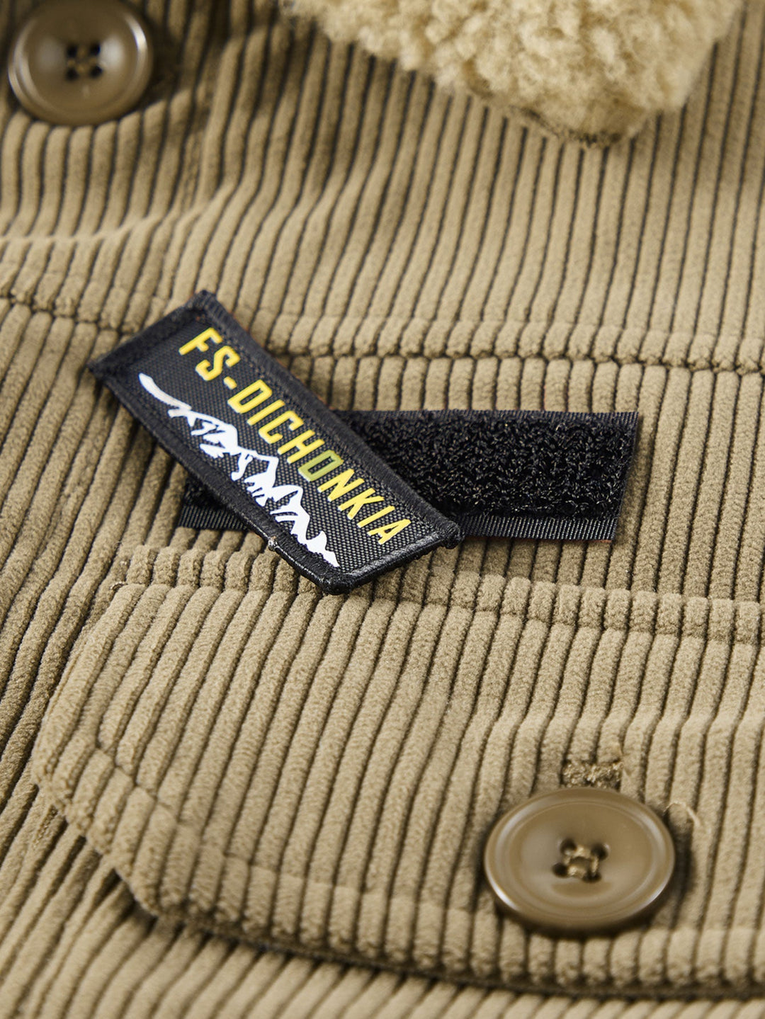 Teddy fleece-lined corduroy jacket with buttons