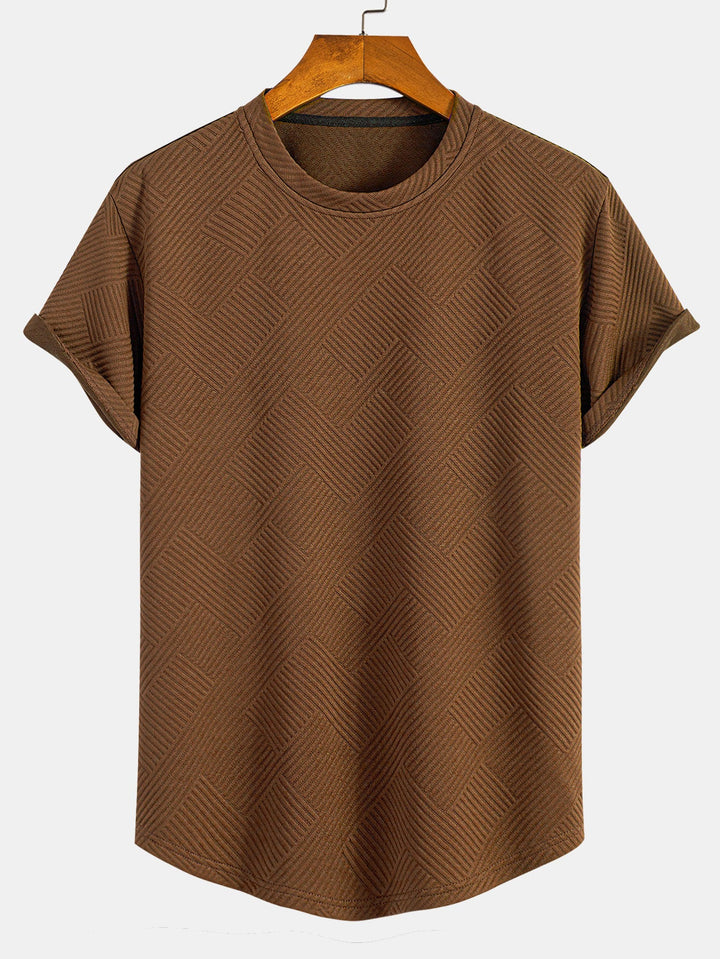 Korte Mouwen Streep Jacquard Boog Hem T-Shirt
