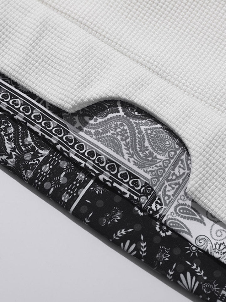 Paisley Print Paneel Waffle Sweatshirt