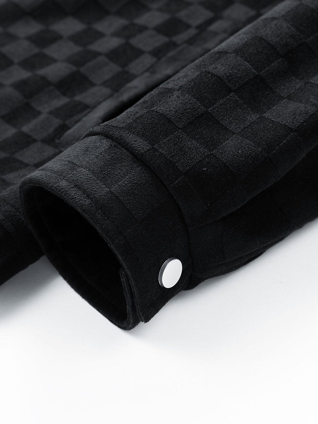 Jacket with faux suede pocket with checkered print