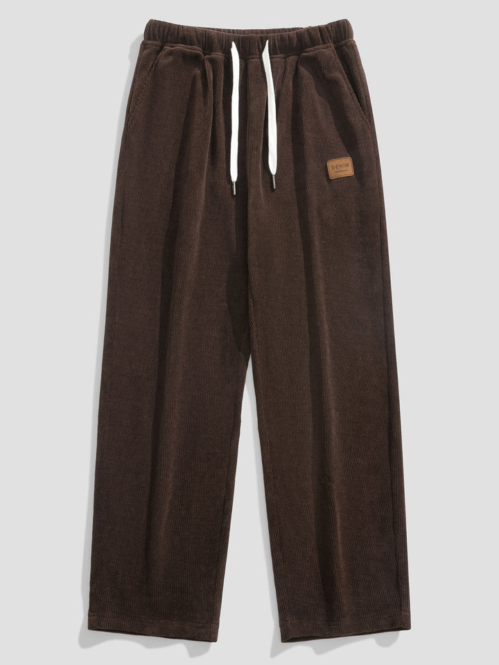 Berenprint in leren jas Relax Fit sweatshirt & rechte corduroy broek