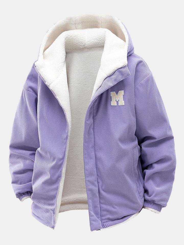 Teddy corduroy reversible jacket with hood