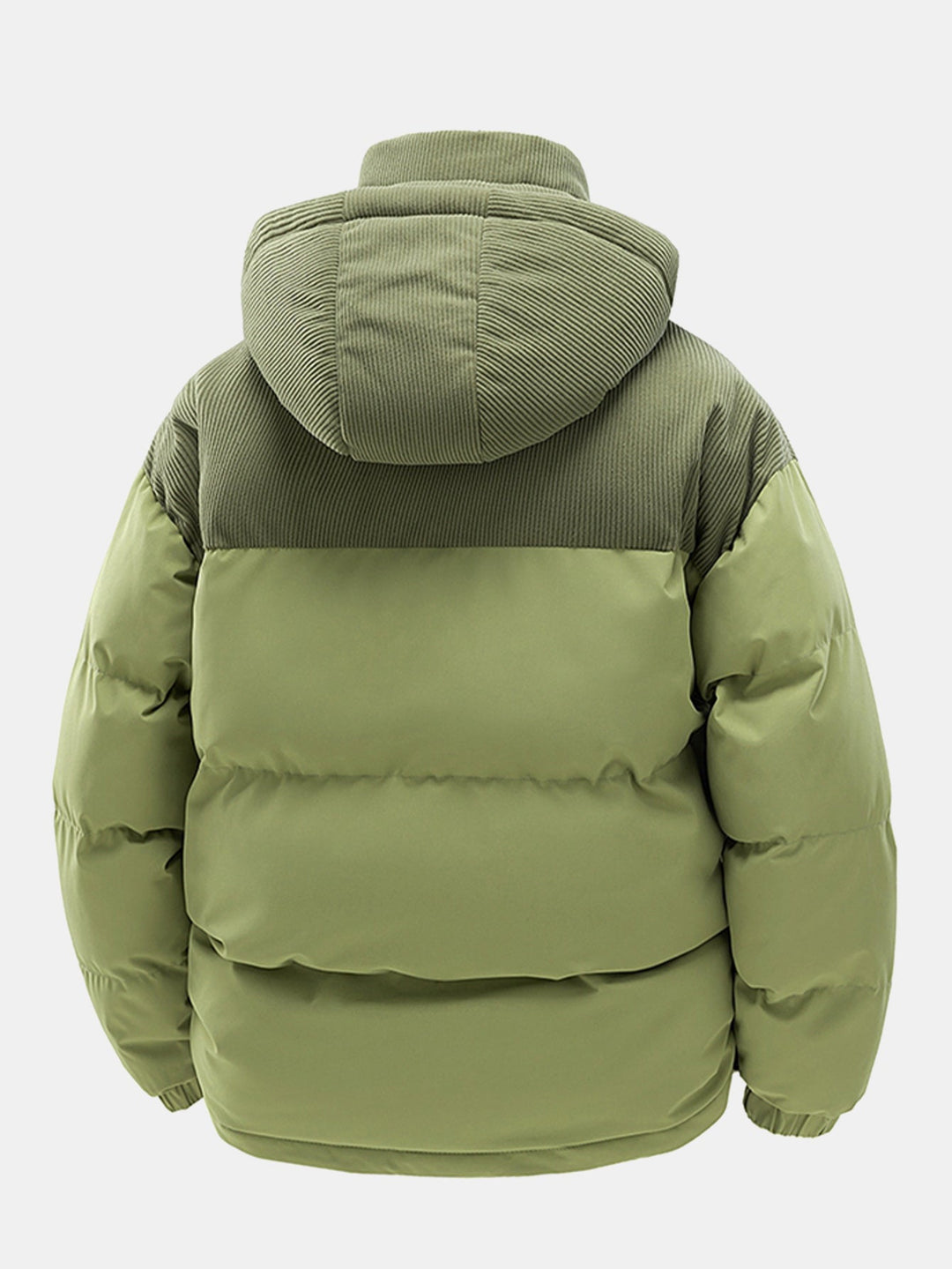 Corduroy patchwork quilted jacket with hood