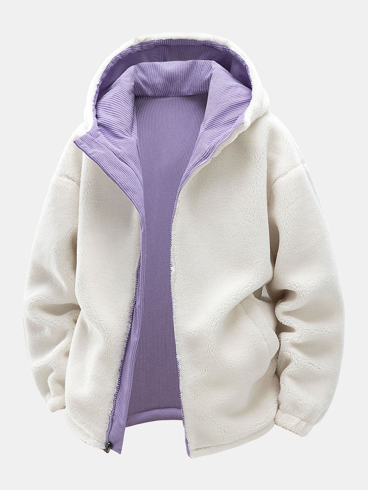 Teddy corduroy reversible jacket with hood