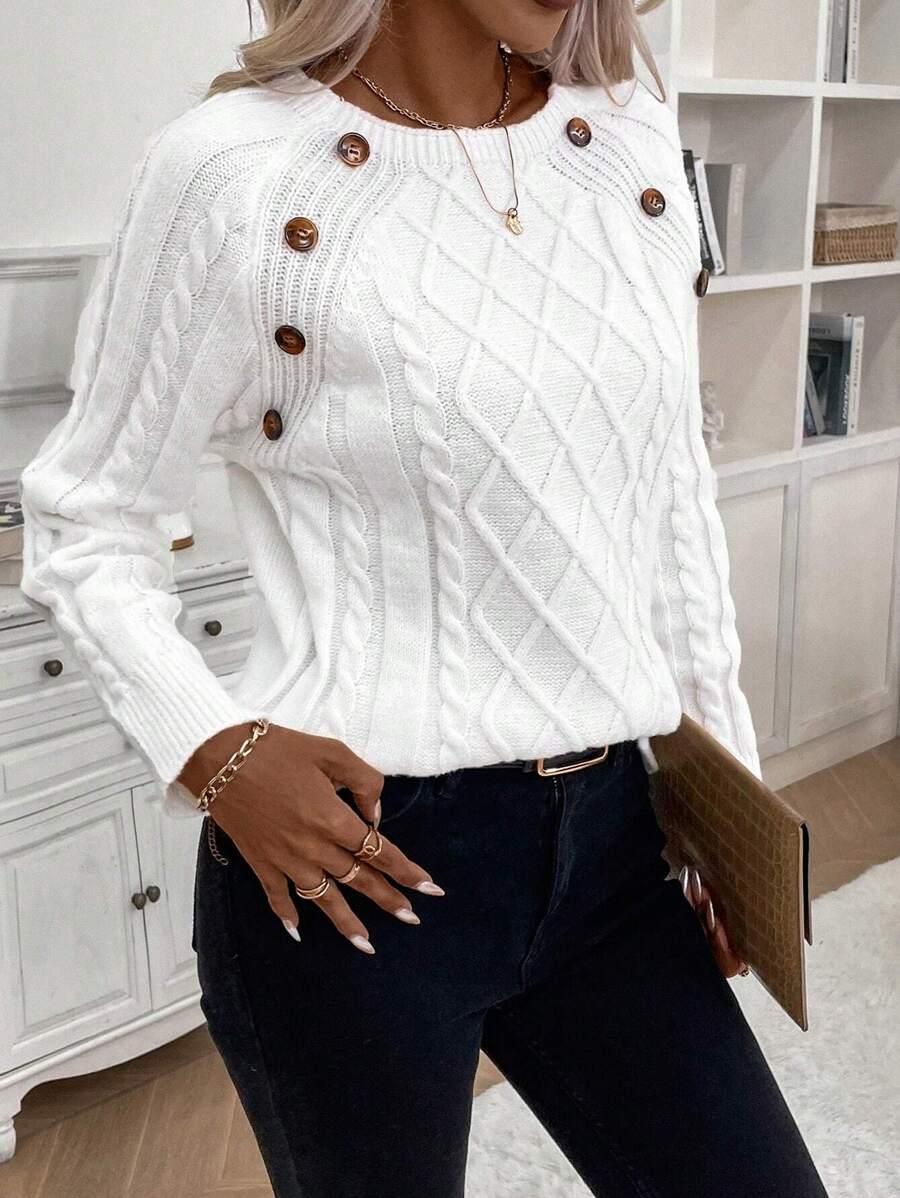 Ivory™ – Button Jumper for Effortless Everyday Elegance