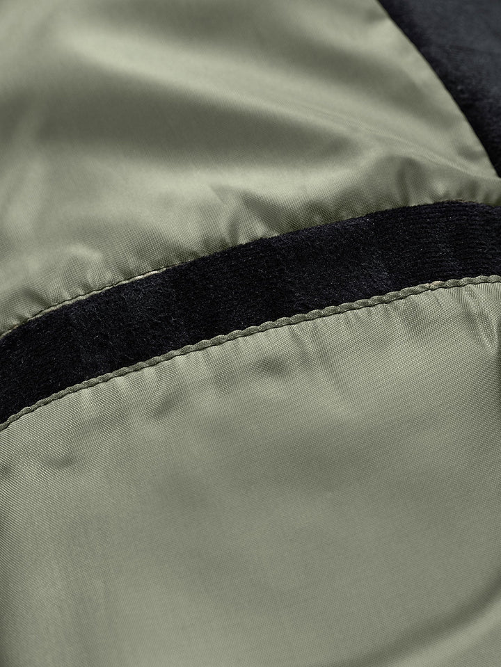 Jacket with faux suede pocket with checkered print