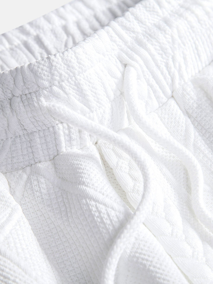 Geometrisch Jacquard Overhemd met Knopen & Shorts