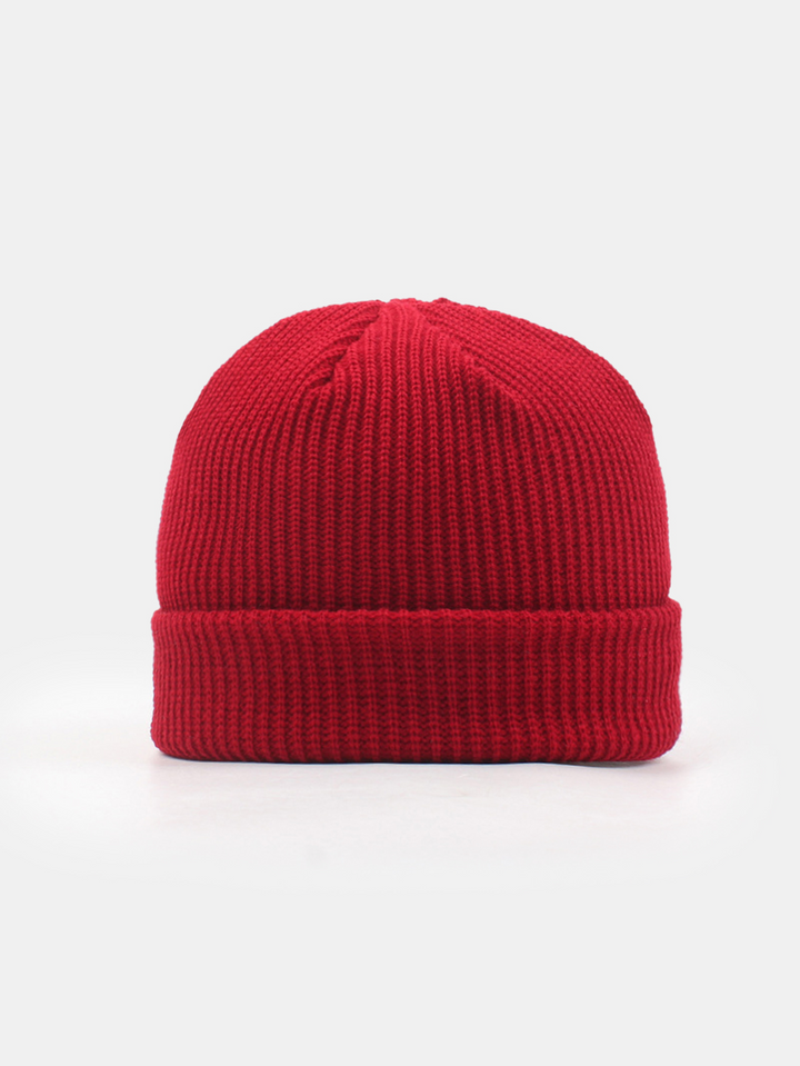 Solid Kleur Warme Korte Gebreide Muts