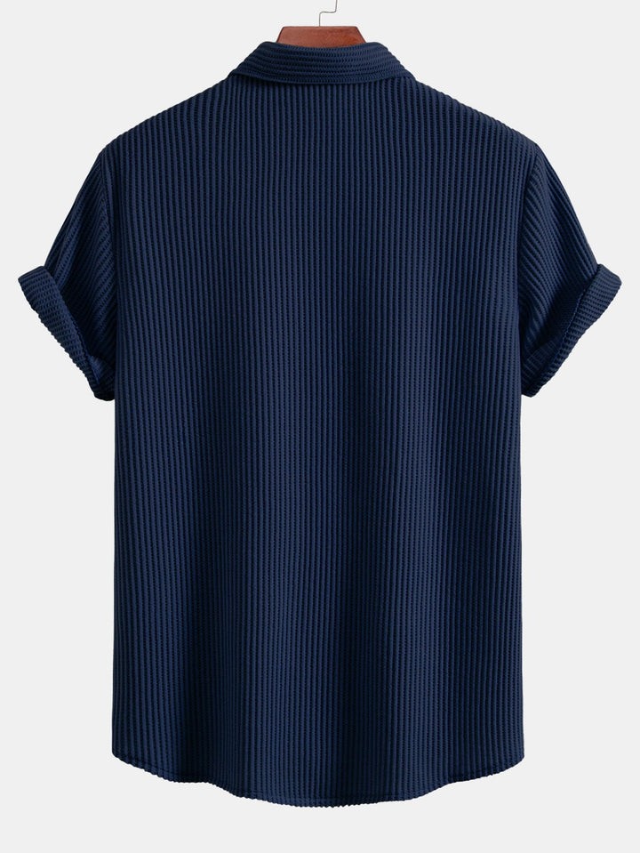 Wafel Knop-Up Shirt & Trekkoord Wafel Shorts