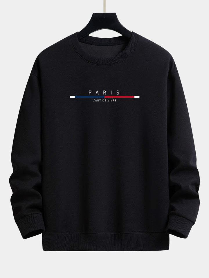 Paris Stripe Print Relax Fit Crew Neck Sweatshirt & Joggingbroek