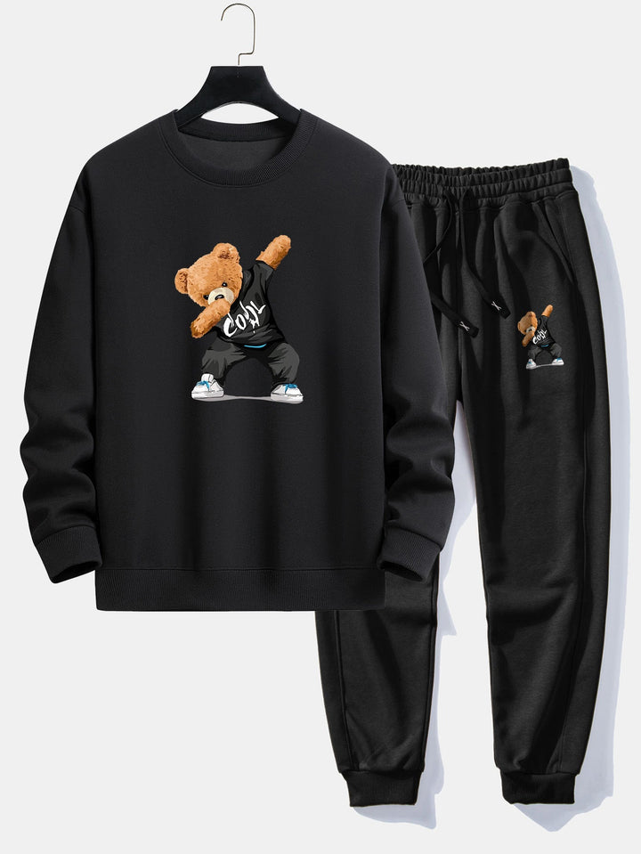 Cool Bear Print Relax Fit Crew Neck Sweatshirt & Joggingbroek
