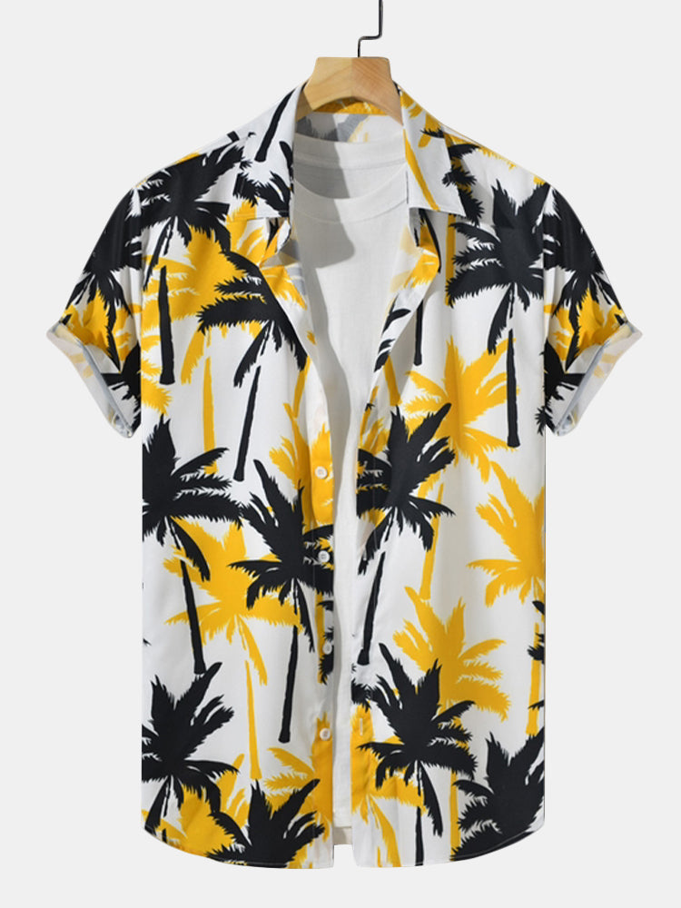 Palm Tree Button-Down Shirt & Swim Shorts