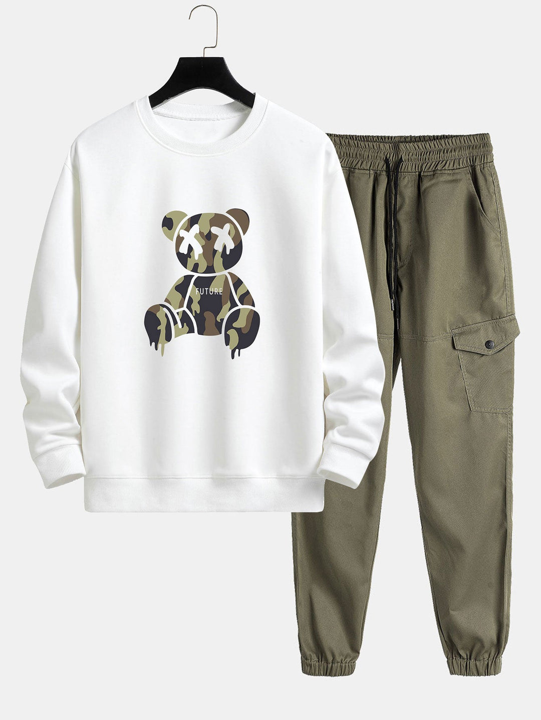 Camouflage Oplosbare Beerprint Relax Fit Sweatshirt & Chino Cargo Jogger Broek