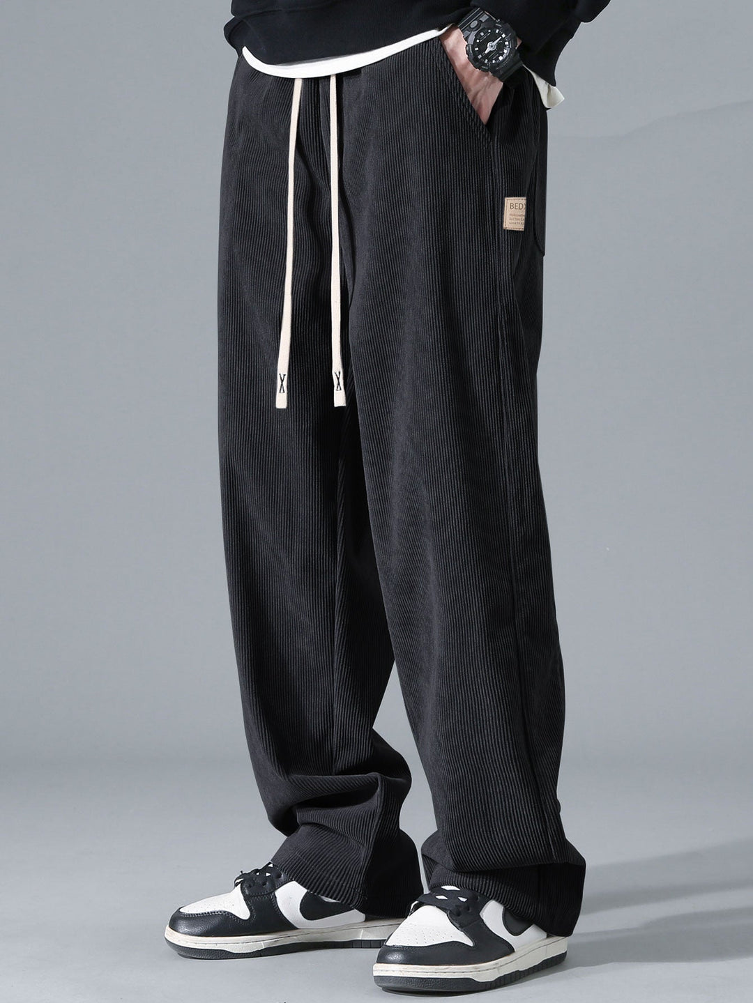 Fashion Bear Foto Print Relax Fit Hoodie & Rechte Pijpen Corduroy Broek