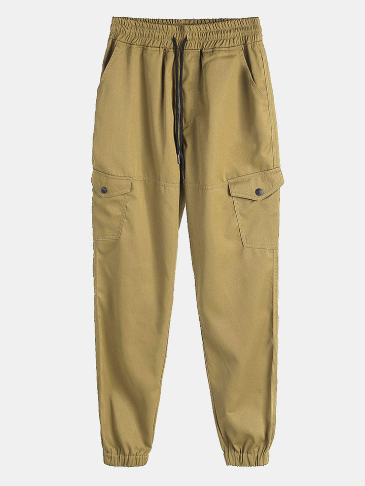 Relax Fit Flannel Ruit Corduroy Patchwork Hoodie Shirt & Chino Cargo Jogger Broek