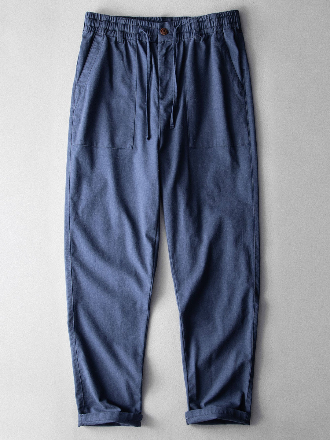 Linnen Look Katoen Staande Kraag Shirt & Rechte Pijpen Linnen Katoen Mix Broek