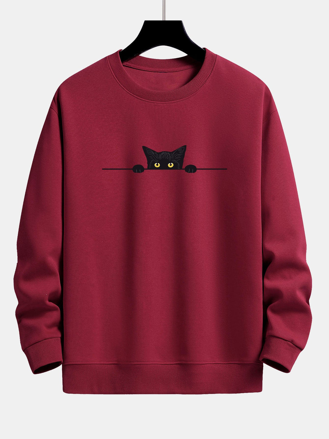 Zwarte Kat Print Relax Fit Sweatshirt & Joggingbroek