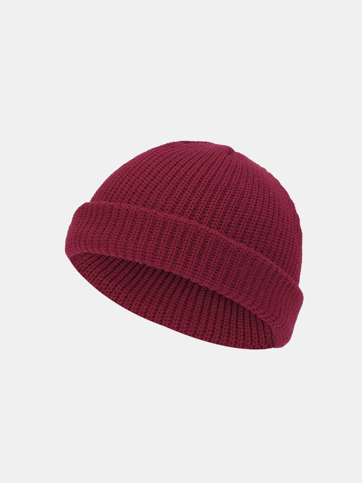 Solid Kleur Warme Korte Gebreide Muts