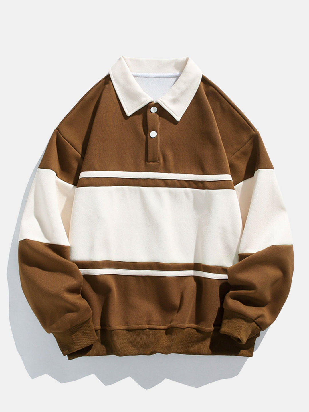 Relax Fit Kleur Blok Patchwork Polo Sweatshirt
