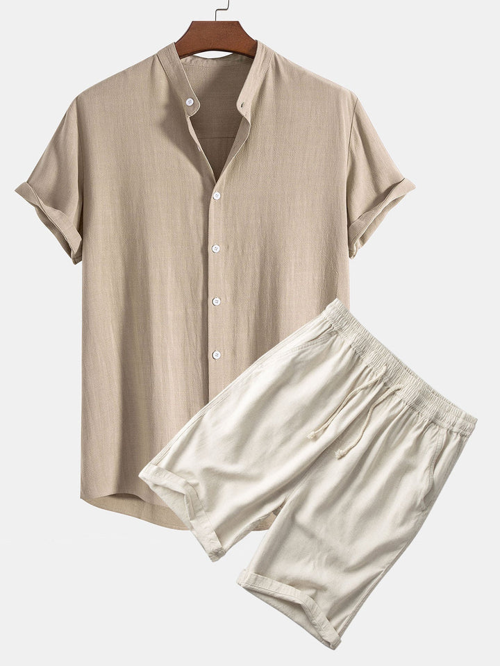 Linen and Rayon Blend Shirt & Linen Cotton Blend 11" Shorts
