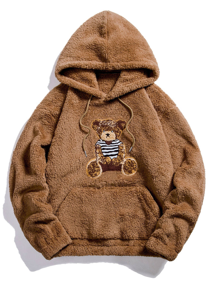 Beren Geborduurd Patch Teddy Hoodie & Teddy Jogger Broek