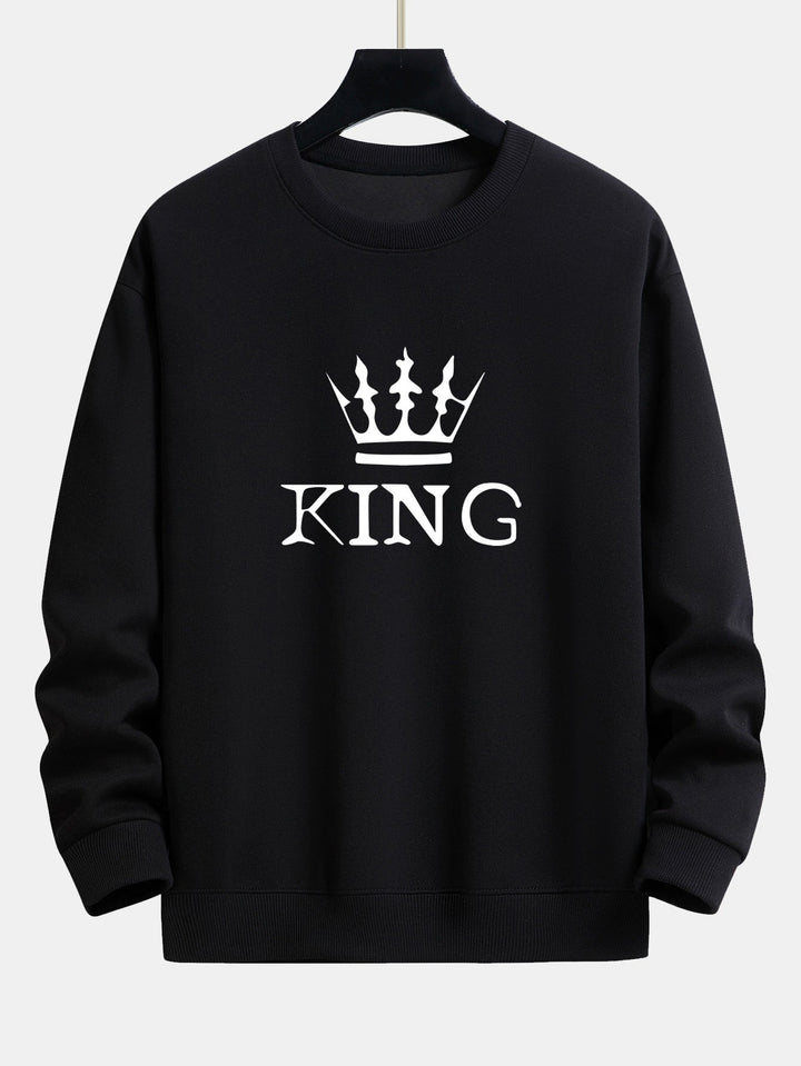 King Crown Print Relax Fit Crew Neck Sweatshirt & Joggingbroek
