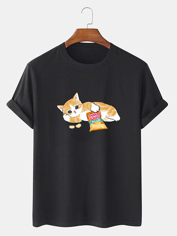 Schattige Kat Print T-Shirt
