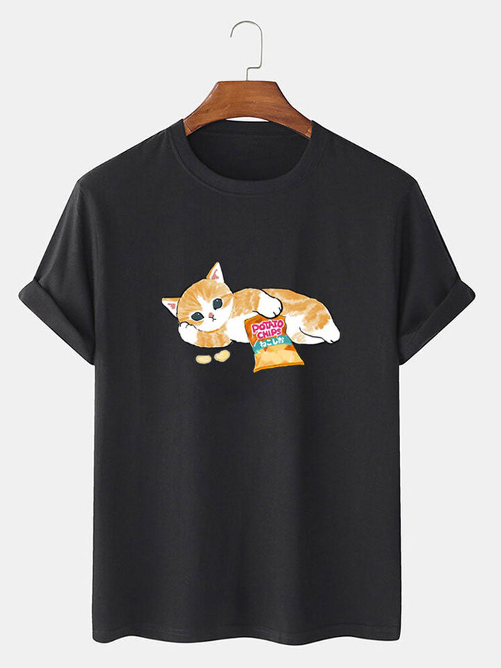 Schattige Kat Print T-Shirt