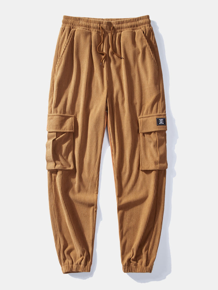 Kleur Blok Teddy Fleece Jas & Trekkoord Corduroy Cargo Joggingbroek
