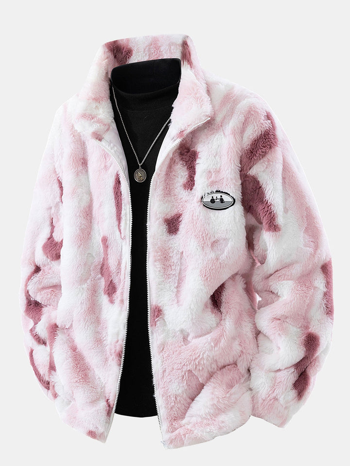 Faux fur coat with zipper closure