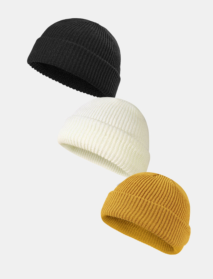 3 Stuks Solide Kleur Warme Gebreide Muts