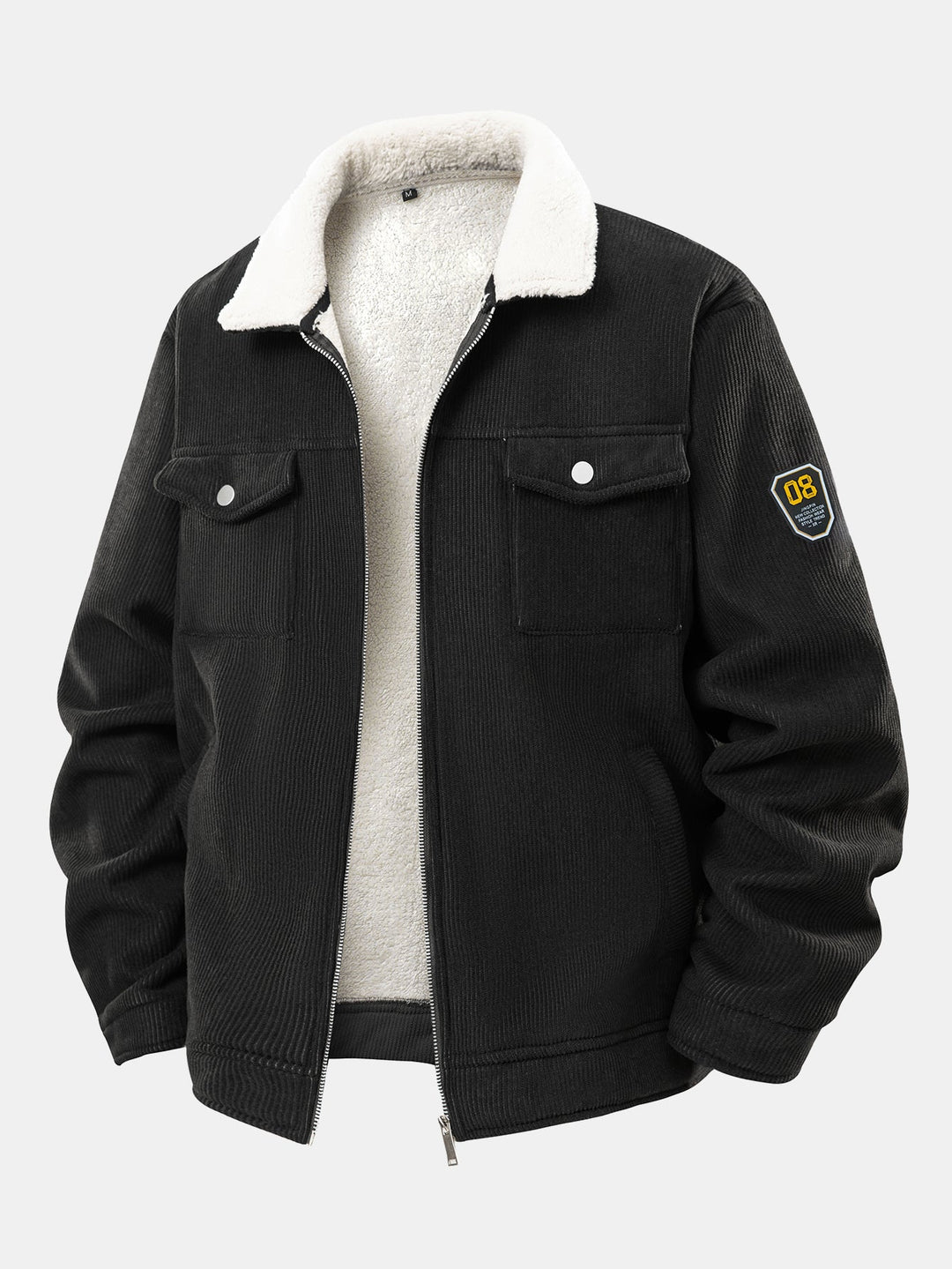 Teddy gevoerde ritssluiting corduroy jas