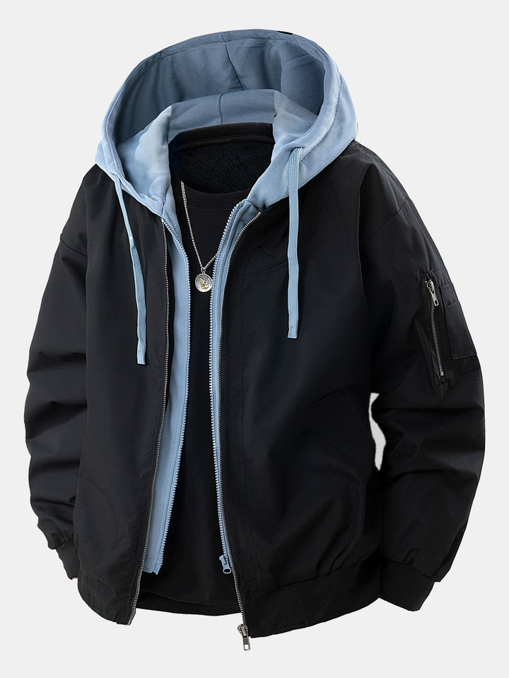 Quilted Bomber Jacket with Hood