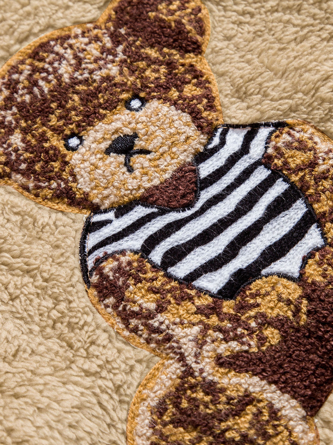 Beren Geborduurd Patch Teddy Hoodie & Teddy Jogger Broek