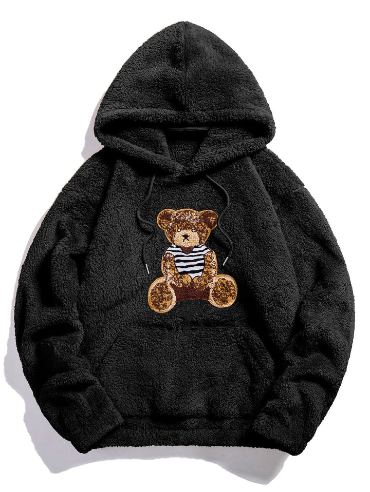 Beren Geborduurd Patch Teddy Hoodie & Teddy Jogger Broek