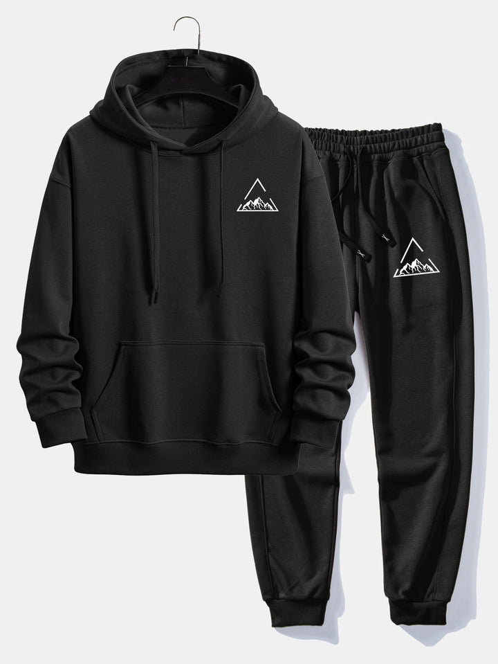 Triangle Mountain Print Relax Fit Hoodie & Joggingbroek