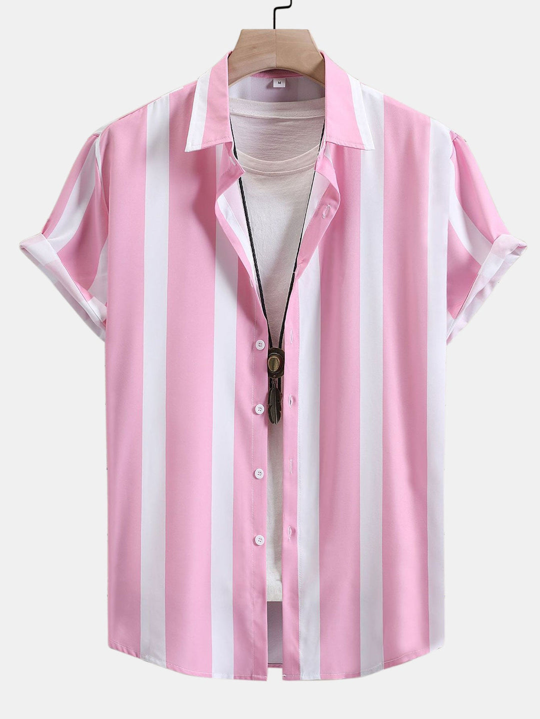 Striped Print Shirt with Buttons & Swim Shorts