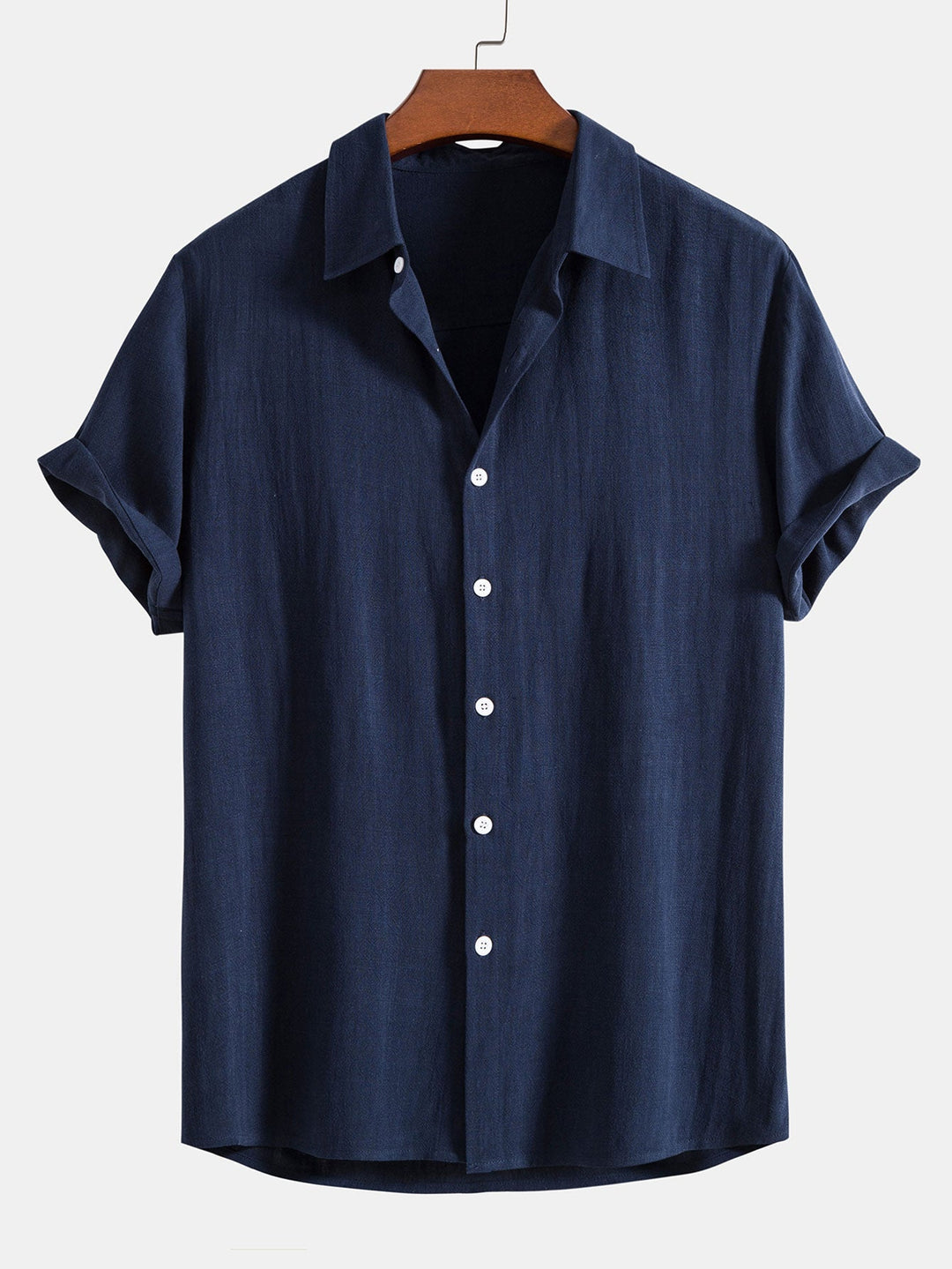 Linnen Rayon Mix Knopsluiting Shirt & Linnen Katoen Mix Touwsluiting Shorts