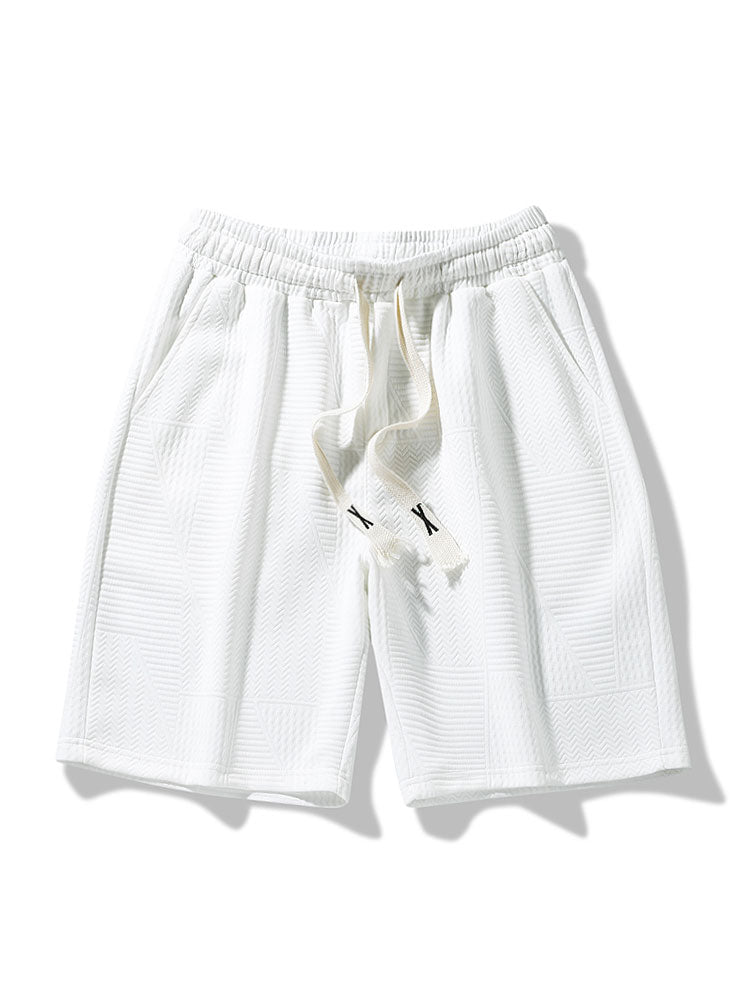 Geometrisch Jacquard Korte Mouw Boog Hem T-Shirt & Shorts