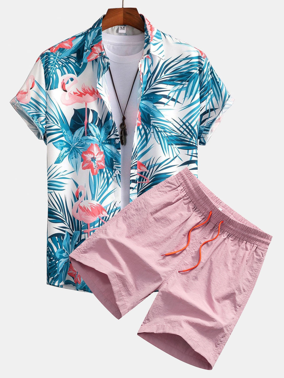 Flamingo Tropisch Print Knop-Up Shirt & Zwemshorts