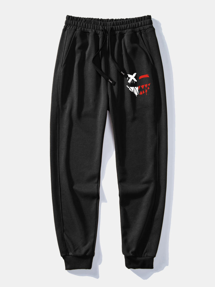 Oplosbare Evil Smiley Face Print Relax Fit Hoodie & Joggingbroek