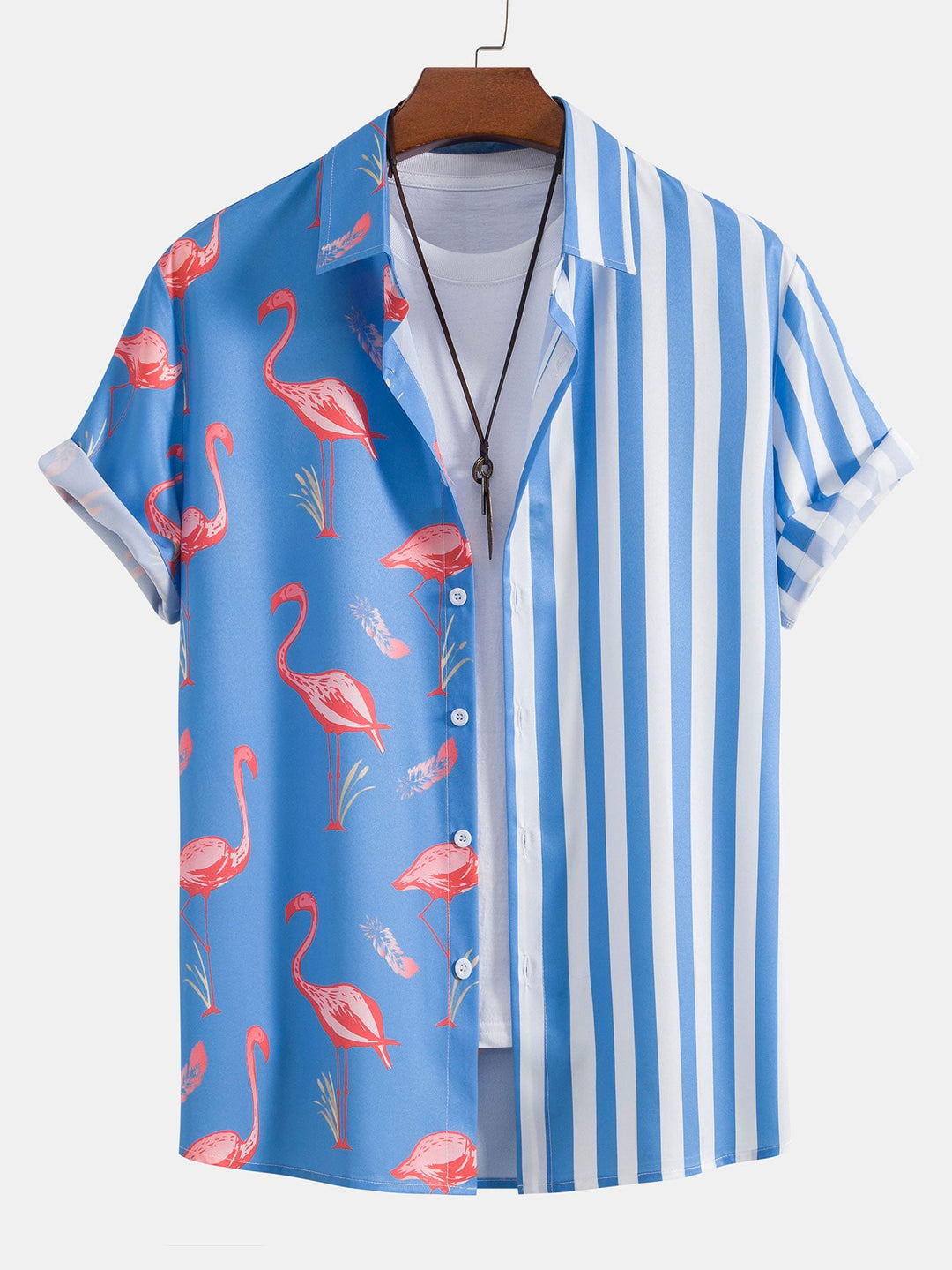 Flamingo Stripe Paneel Shirt & Zwemshorts