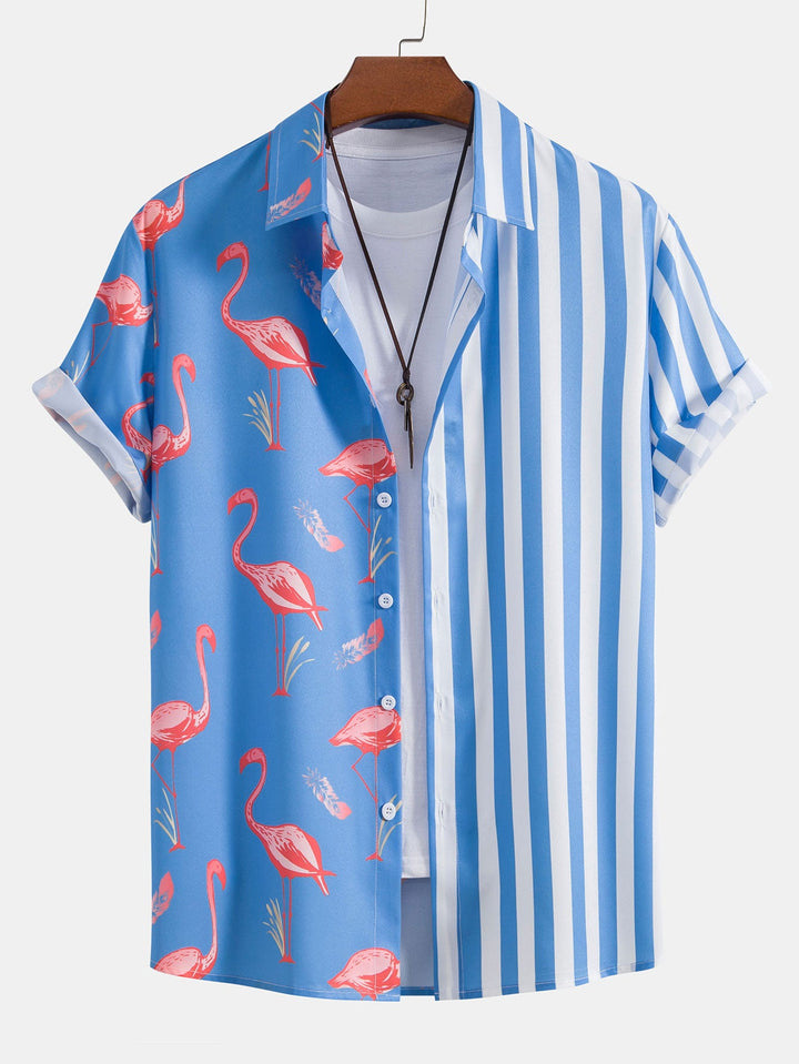 Flamingo Stripe Paneel Shirt & Zwemshorts