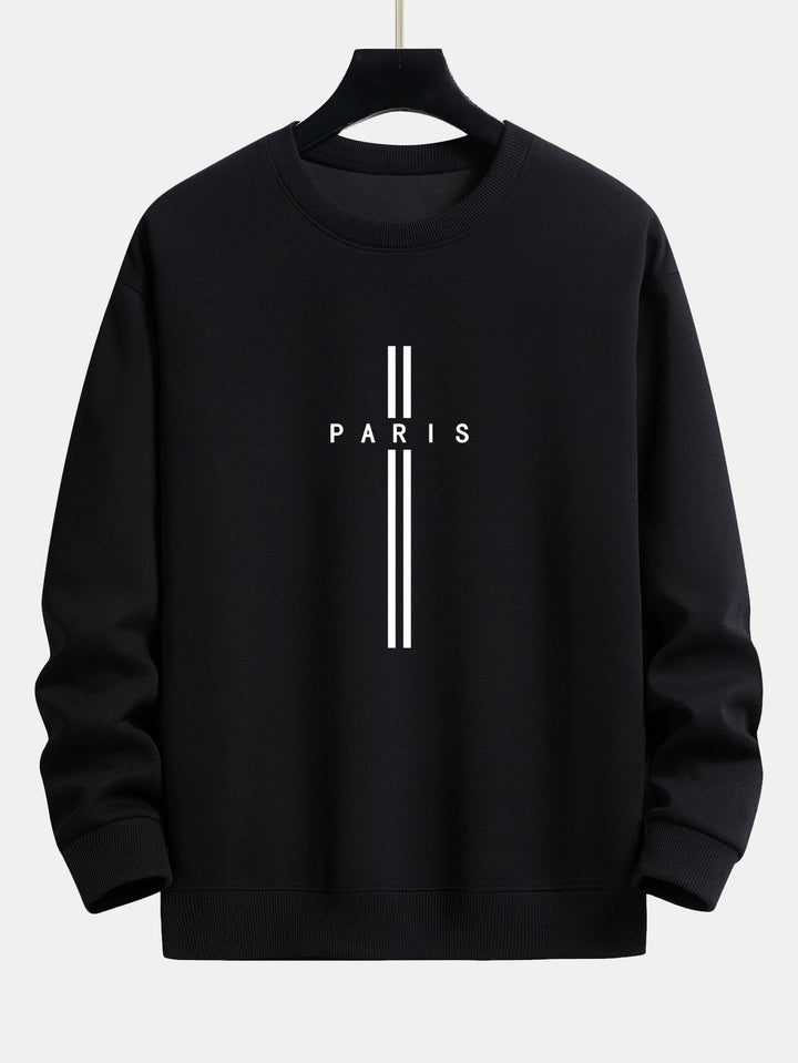 Paris Stripe Print Relax Fit Crew Neck Sweatshirt & Joggingbroek