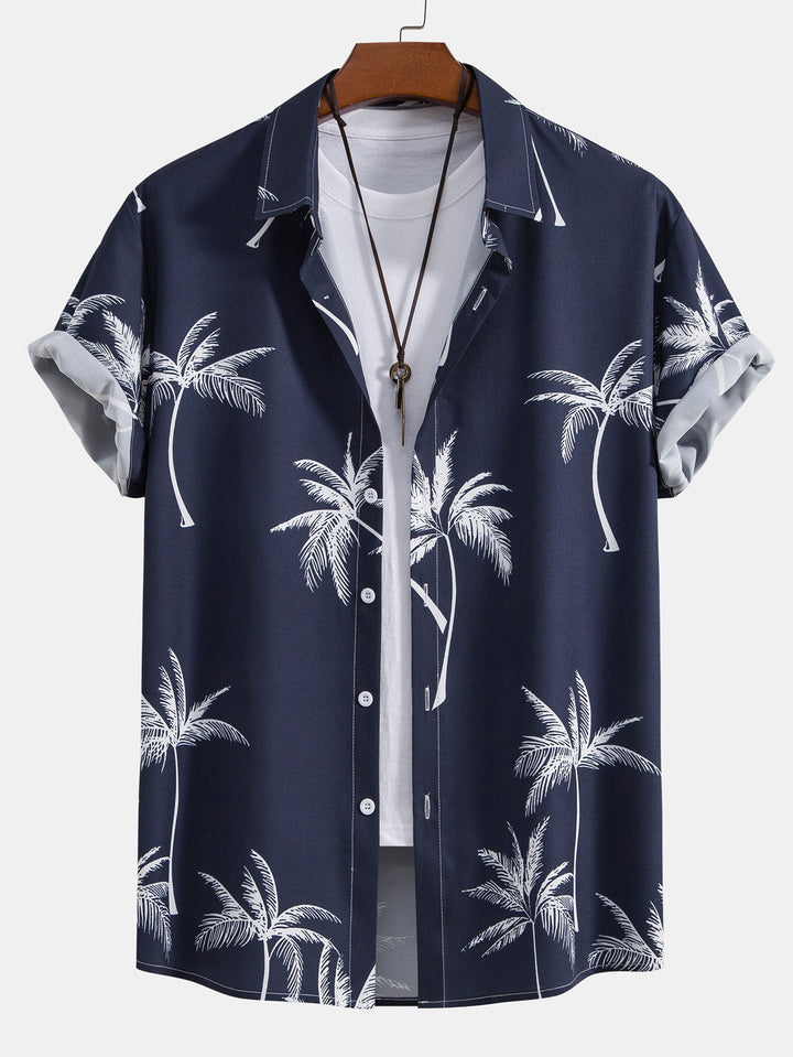 Palm Tree Print Button Up Shirt